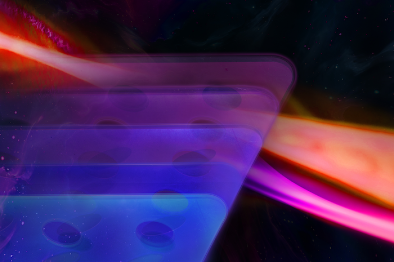 blue, purple, pink and orange waves with metal