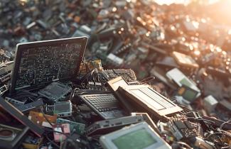 Used electronics in a large pile