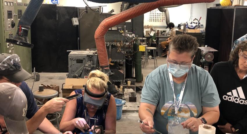 Teacher with students in lab