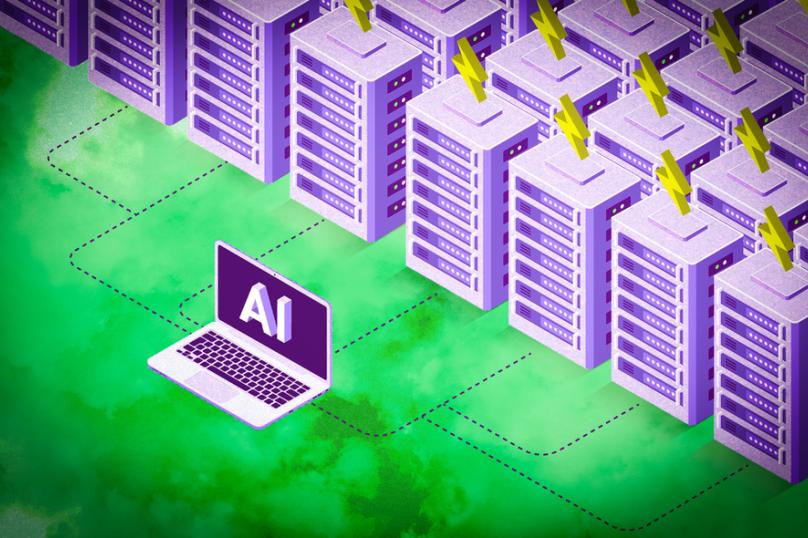 green with purple block AI